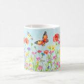 春の野生の花および蝶水彩画のマグ コーヒーマグカップ (中央)