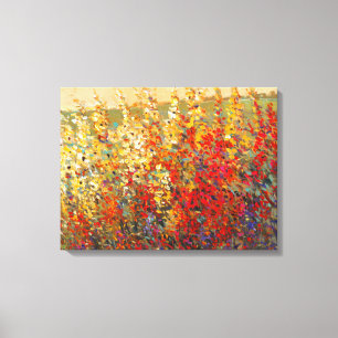 春の野生の花の明るい庭の壁画 キャンバスプリント