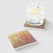 春の野生の花の明るい庭の壁画 ストーンコースター (横)