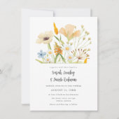 春の野生の花の植物園でのアウトドアウェディング 招待状 (正面)