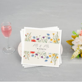 春の野生の花の牧場 ウェディング スタンダードカクテルナプキン