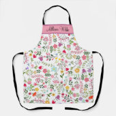 春の野生の花の花束 白背景 個人用 エプロン (正面)