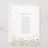 春の野生の花園の花の席順表カード 招待状 (裏面)