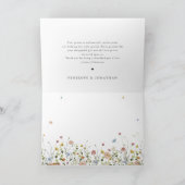 春の野生の花園の花をテーマにしたミニマルウェディング サンキューカード (内部)