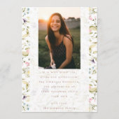 春の野生の花 ボーホ フォト 大学卒業 招待状 (裏面)