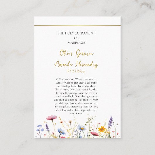 春の野生の花 正教会 結婚 祈りのカード プレイスカード (裏面)