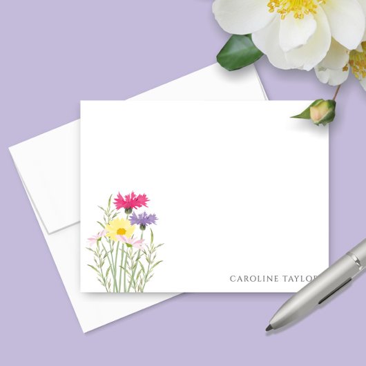 春の野生の花 水彩花 ステーショナリー ノートカード