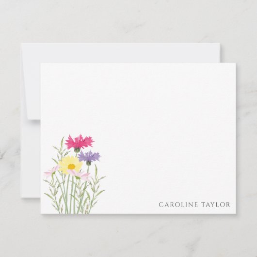 春の野生の花 水彩花 ステーショナリー ノートカード (正面)