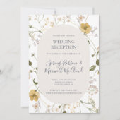 春の野生の花 | 白い結婚式の披露宴 招待状 (正面)