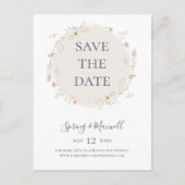 春の野生の花 | 白の Save The Date ポストカード (正面)