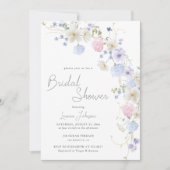春の野生の花 紫 ピンクの結婚式前パーティー 招待状 (正面)