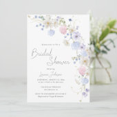 春の野生の花 紫 ピンクの結婚式前パーティー 招待状 (スタンド正面)