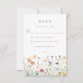 春の野花の花畑の結婚式RSVPカード 出欠カード (正面)