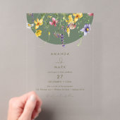 春の野花の開花ボヘミアン アクリル招待状 (インサイチュ (ポータブル))