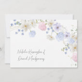 春の野花パープルの結婚式リハーサルディナー 招待状 (裏面)