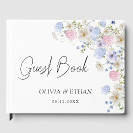 春の野花パープルピンクの結婚式 ゲストブック