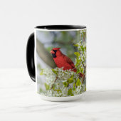 春の開花の北の（鳥）ショウジョウコウカンチョウ マグカップ (正面左)