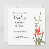 春の開花チューリップの花の結婚式 招待状 (正面)