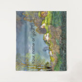 春の雷雨の絵 水彩 タペストリー (正面)