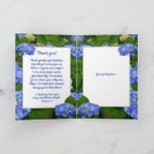 春の青いハイドランジアのクリスチャンの友達への感謝 カード (内部)