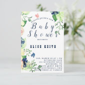 春の青い花のベビーシャワーの招待状 セーブザデート (スタンド正面)