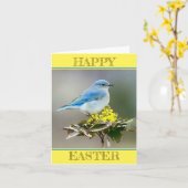 春の青い鳥 カード (黄色い花)