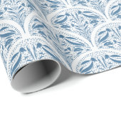 春の青と白の花の植物学的なパターン ラッピングペーパー (ロールコーナー)