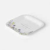 春の青と黄色のワイルドフラワーの花嫁シャワー ペーパープレート (傾斜あり)