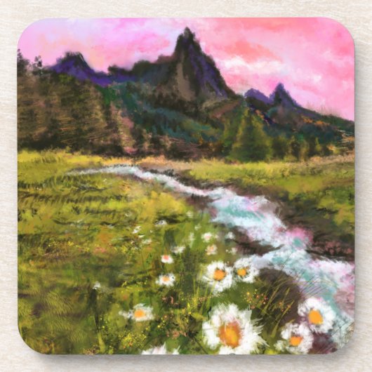 春の風景 – 開花 – オリジナル絵画の コースター (正面)