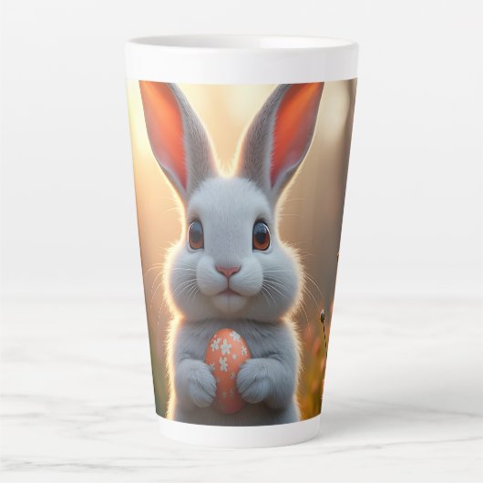 春の魔法に包まれたイースターバニー カフェラテマグ (正面)