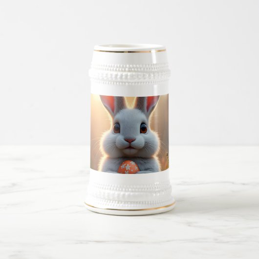 春の魔法に包まれた幸せなイースターバニー ビールジョッキ (中央)