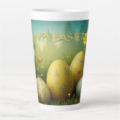 春の魔法イースターエッグの海の花 カフェラテマグ (正面)