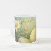 春の魔法イースターエッグの海の花 フロストグラスマグカップ (正面左)