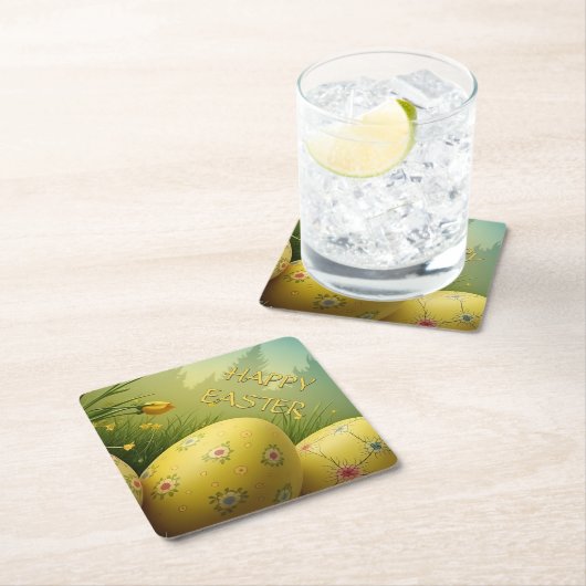 春の魔法イースターエッグの海の花 ペーパーコースター (インサイチュ)