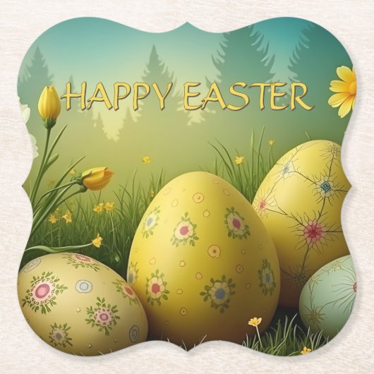 春の魔法イースターエッグの海の花 ペーパーコースター (正面)