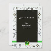 春の魔法、明るい黄色と黒と緑 招待状 (裏面)