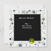 春の魔法 輝くグリーン ホワイト イエロー 招待状 (裏面)