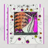 春の魔法 輝くバイオレット ブラック ブラウン 招待状 (正面/裏面)