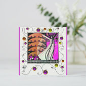 春の魔法 輝くバイオレット ブラック ブラウン 招待状 (スタンド正面)