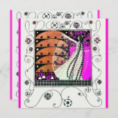 春の魔法 輝くバイオレット 白 茶色 招待状 (正面/裏面)