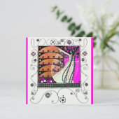 春の魔法 輝くバイオレット 白 茶色 招待状 (スタンド正面)