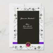 春の魔法、輝く黒 青 赤 茶色 招待状 (裏面)