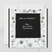 春の魔法、鮮やかな紫 黒 アクア ブルー 招待状 (裏面)