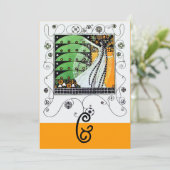 春の魔法、鮮やかな緑、黒、黄色 招待状 (スタンド正面)