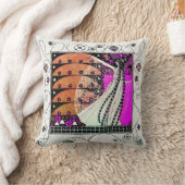 春の魔法，黒。白，紫，茶色 クッション (ブランケット)