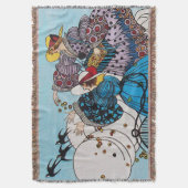 春の鳥と女性，アールデコ美しいファッション スローブランケット (正面縦)