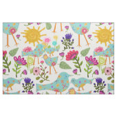 春の鳥と花ユーカスタマイズズ ファブリック (ファットクウォーター)