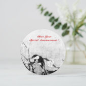 春の鳥のモノグラム、グレー、ブラック、ホワイト 案内状 (スタンド正面)