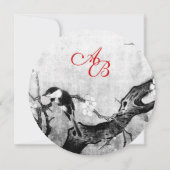 春の鳥のモノグラム、グレー、ブラック、ホワイト 案内状 (裏面)