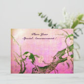 春の鳥のモノグラム ピンク 茶色 紫 案内状 (スタンド正面)